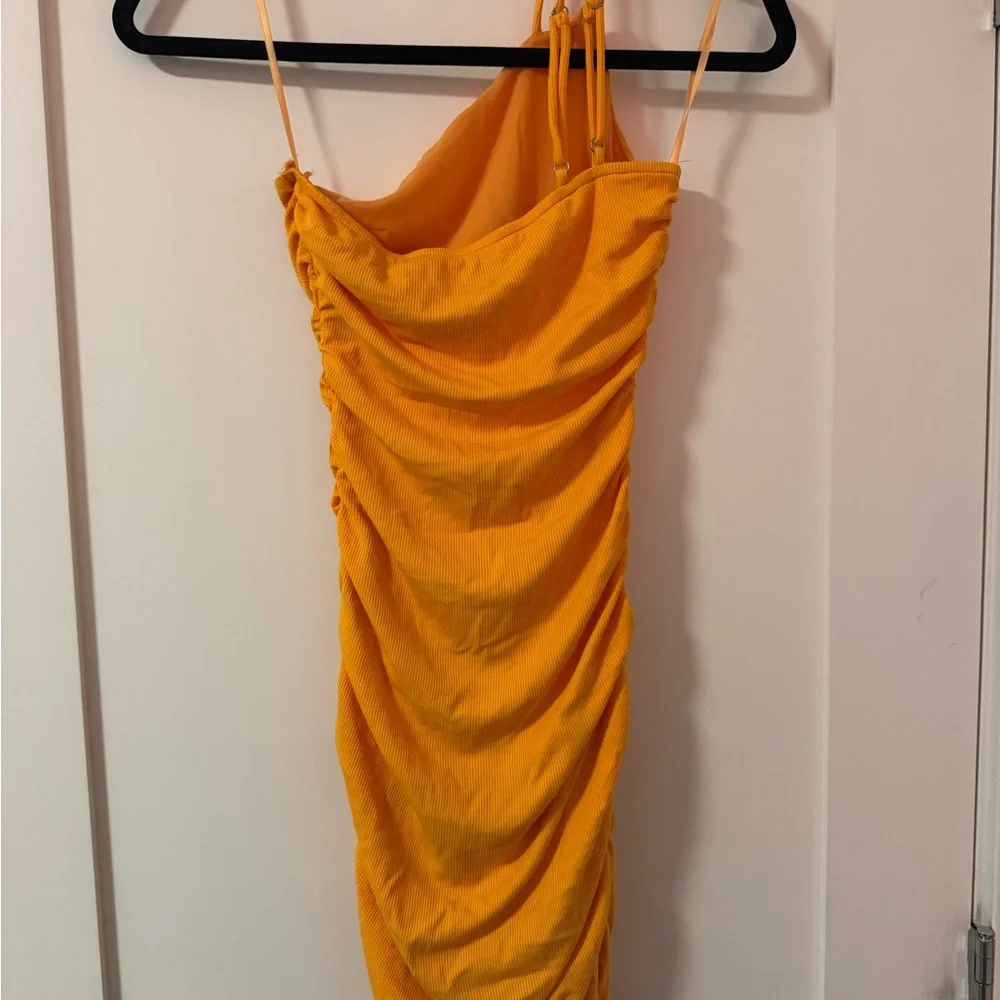 Princess Polly One Shoulder Ruched Orange Mini Dress - Picture 4 of 4
